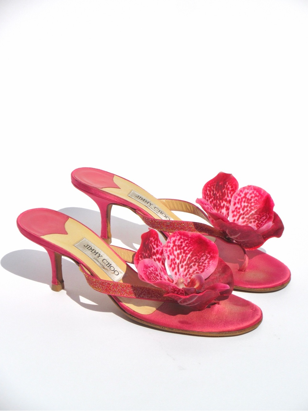 Reworked Upcycled Jimmy Choo Pink Orchid Kitten Heels - Picture 3 of 6
